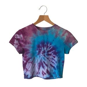 Aeropostale Cotton Vintage Fit Tee Size XS Purple Blue 80s Tie-Dye Thrift Flip